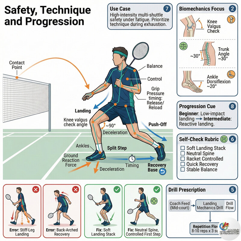 Safe badminton conditioning drill with proper landing mechanics in Kuala Lumpur