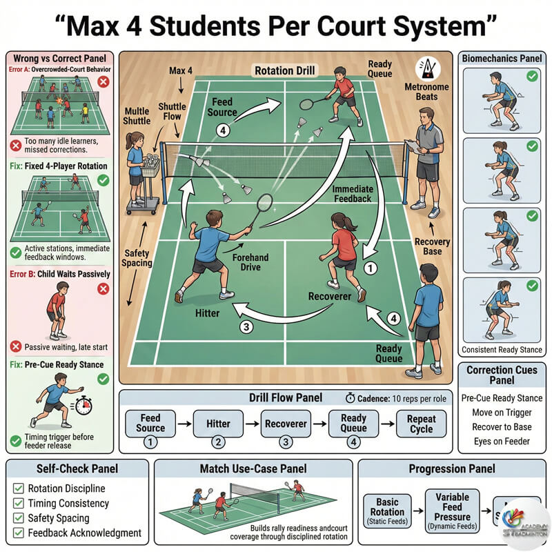 吉隆坡北區每班最多4名學生的兒童羽毛球小組班