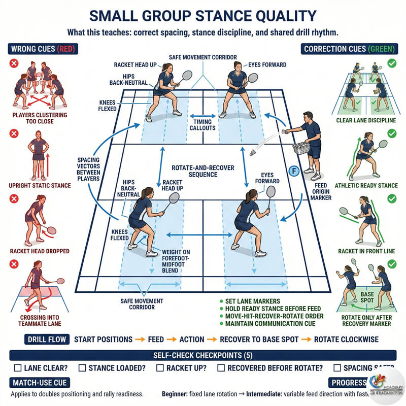 Small group badminton class for ladies in Klang focusing on stance