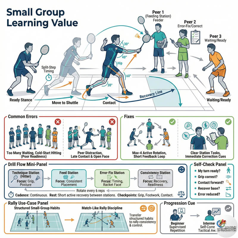 最多 4 名学生的羽毛球小班课，提供更好的教学价值