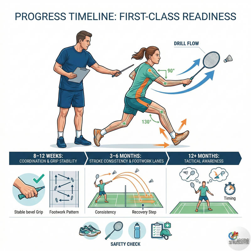 Học viên học kỹ thuật cầu lông căn bản đúng cách tại Wangsa Maju