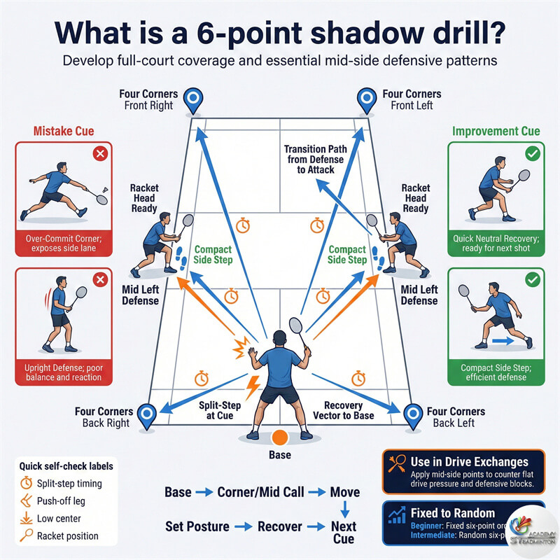 Student practicing active footwork recovery to base position
