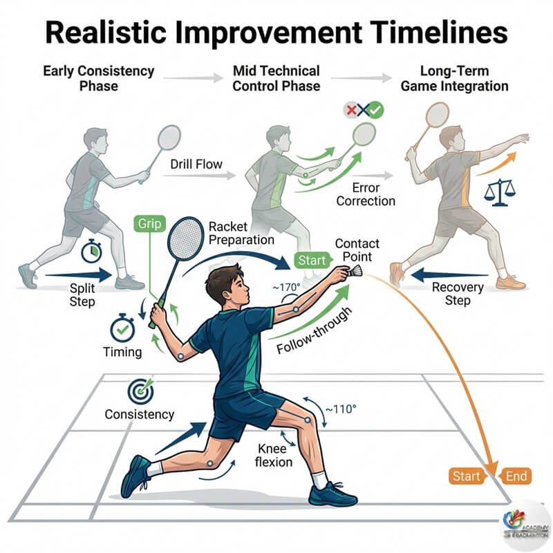 Student practicing methodical footwork at ST Badminton Academy