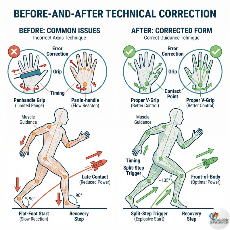 Technical correction results for badminton students in Cheras