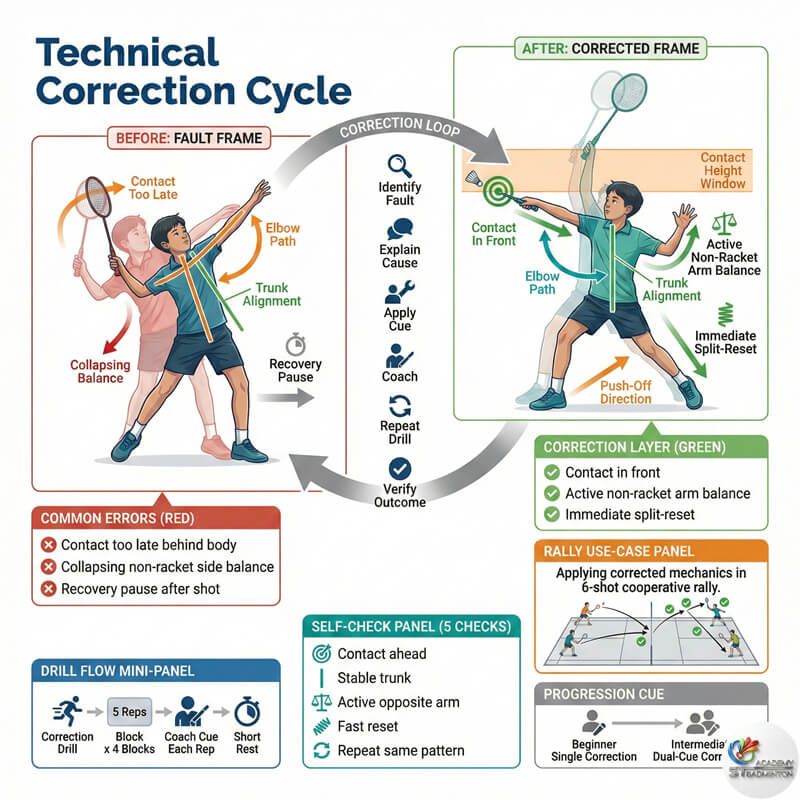 Technical correction results for badminton students in Klang