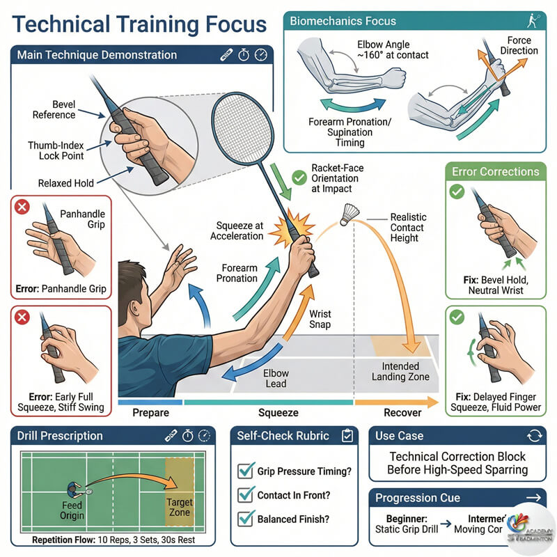 Technical skill correction block in badminton training schedule