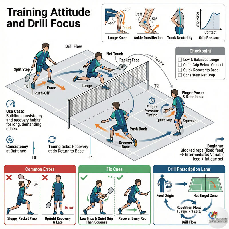Young badminton players from Setapak and Wangsa Maju working on focus during basic drills