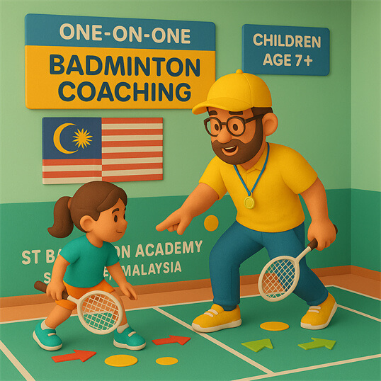 Advanced badminton coach techniques for kids in Petaling Jaya training centre