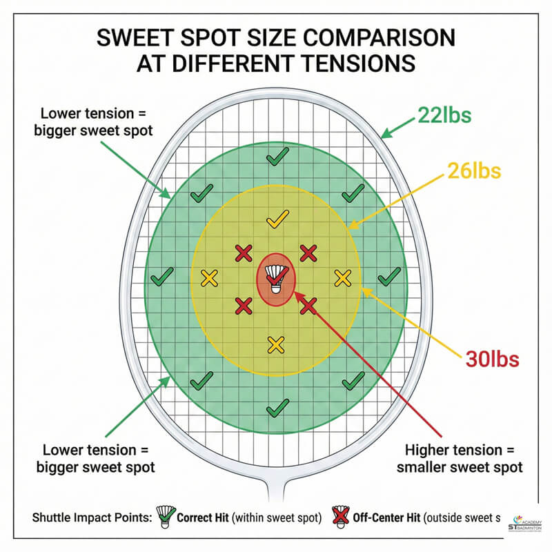Player learning about high and low badminton string tension in Kuala Lumpur with a certified stringer