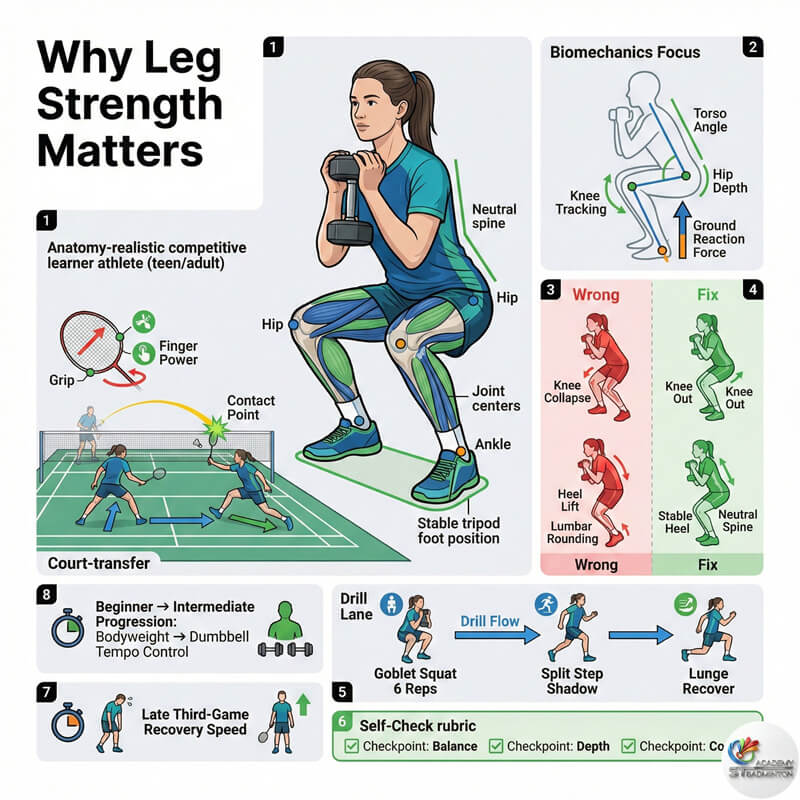 Badminton player performing goblet squat at gym near Setapak Kuala Lumpur