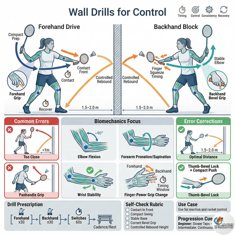 Student practising badminton wall drills at home in Cheras condo