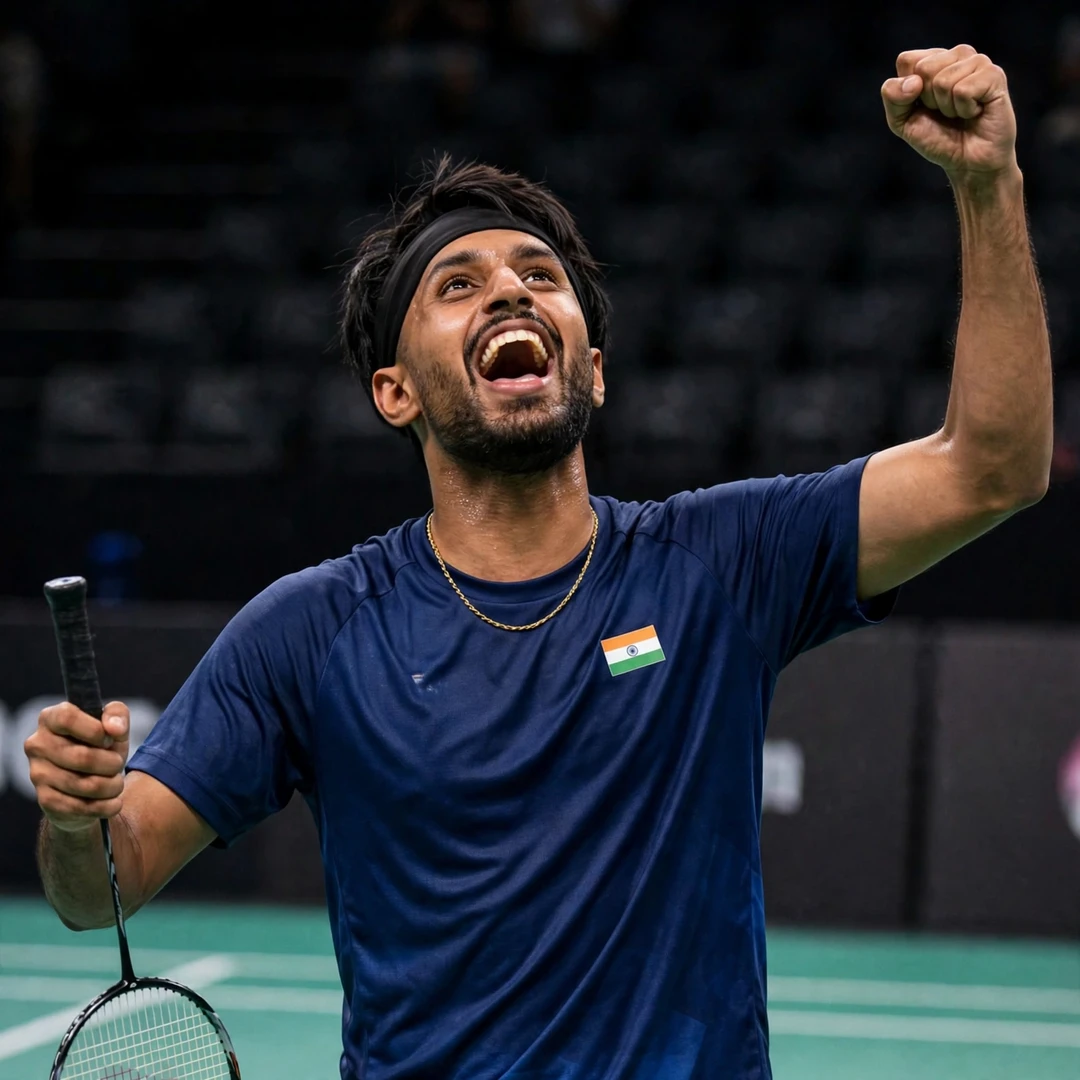 Alap Mishra celebrating a match win with a fist pump (AI-generated) Alap Mishra celebrating a match win with a fist pump (AI-generated)