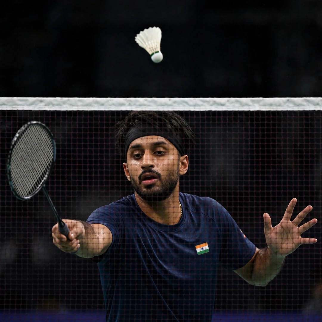 Alap Mishra playing a tumbling net shot (AI-generated) Alap Mishra playing a tumbling net shot (AI-generated)