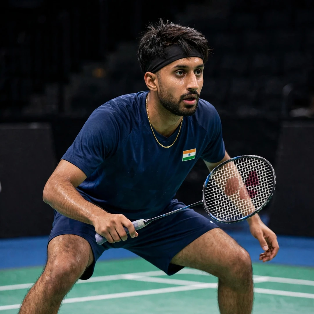 Alap Mishra in a low attacking ready stance (AI-generated) Alap Mishra in a low attacking ready stance (AI-generated)