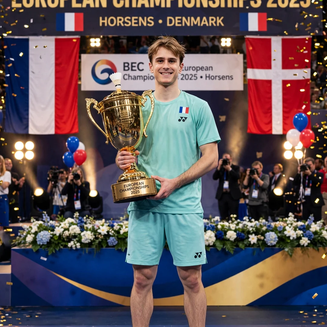 Alex Lanier winning the European Championships 2025 in Horsens Alex Lanier with the European Championships 2025 trophy (AI-generated)