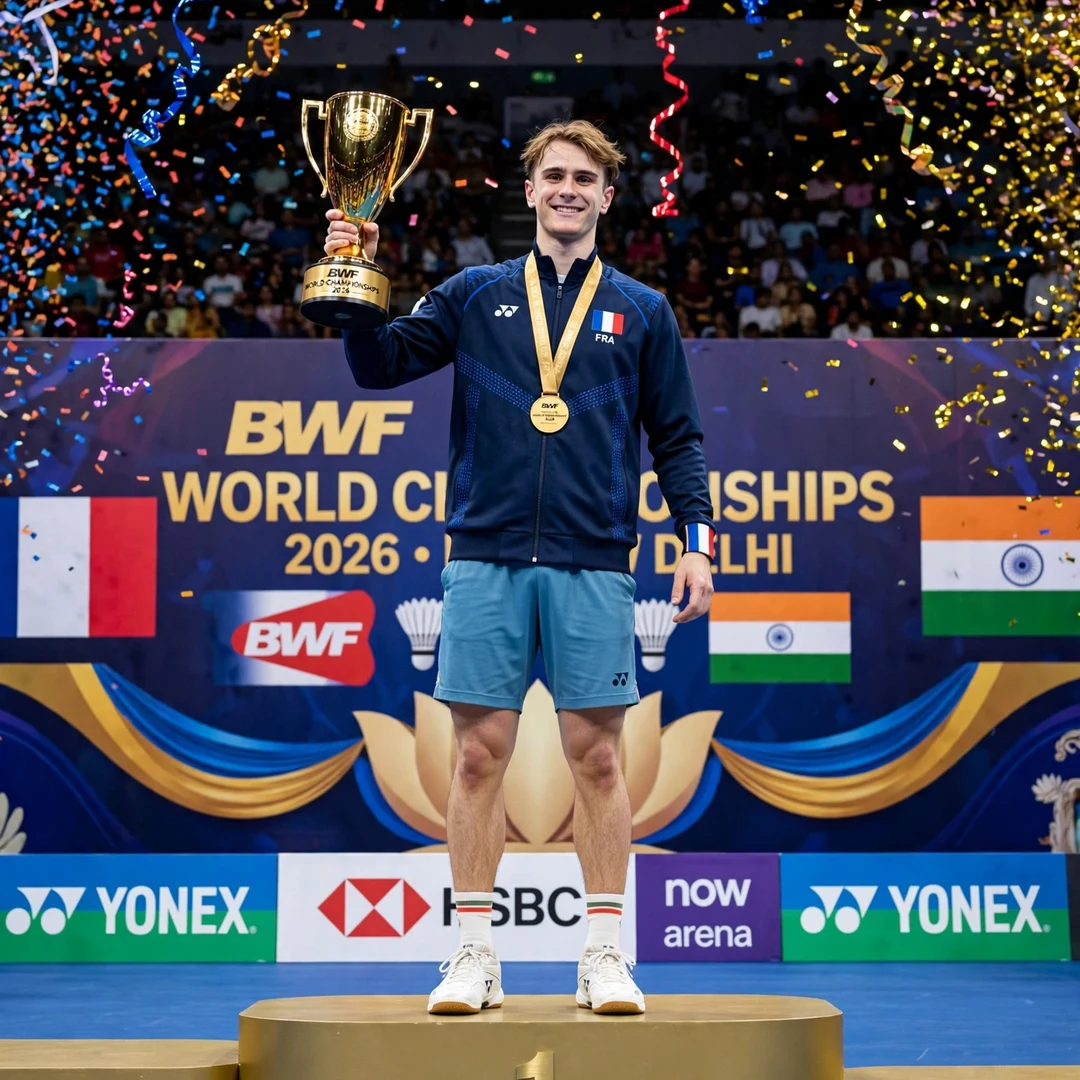 Alex Lanier crowned World Champion 2026 in New Delhi Alex Lanier with the World Championships 2026 gold medal (AI-generated)
