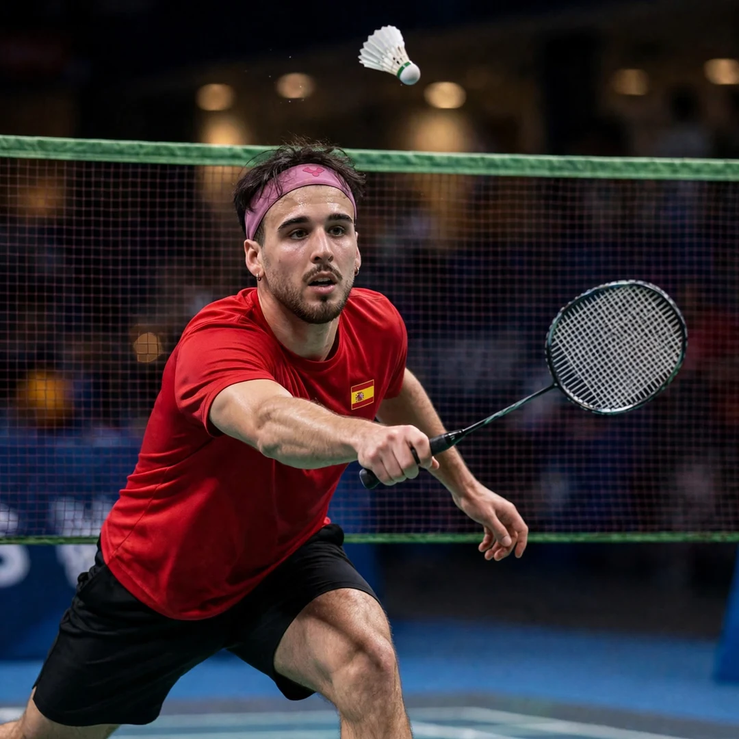 Alvaro Leal playing a tumbling net shot at the front of the court (AI-generated) Alvaro Leal playing a tumbling net shot at the front of the court (AI-generated)