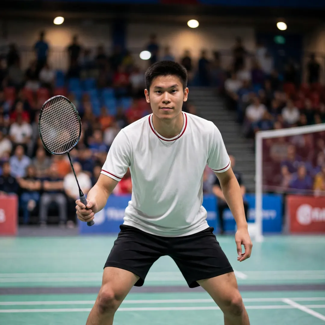 Aria Dinata Aria Dinata of Croatia in a ready stance on court (AI-generated)