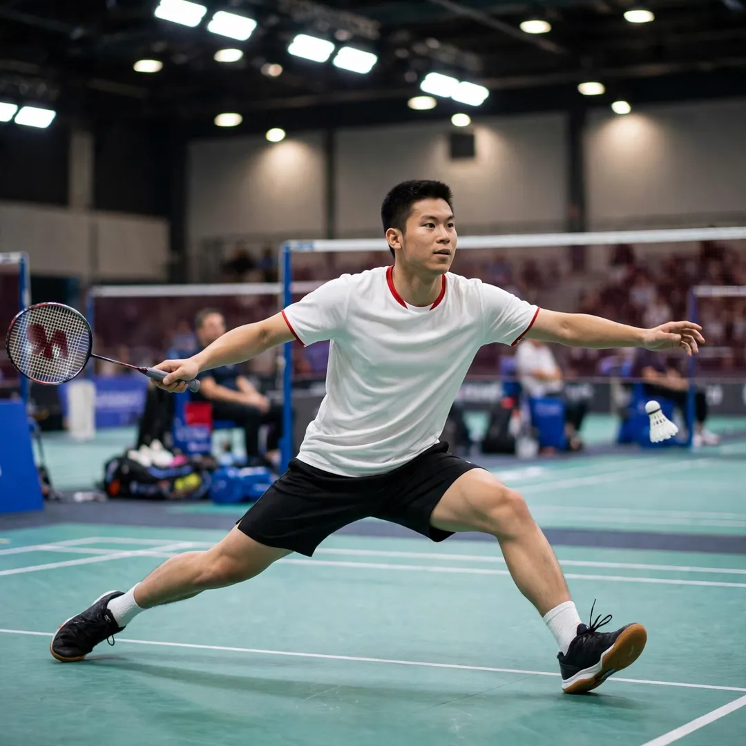 Aria Dinata Aria Dinata stretched out wide reaching for a backhand (AI-generated)