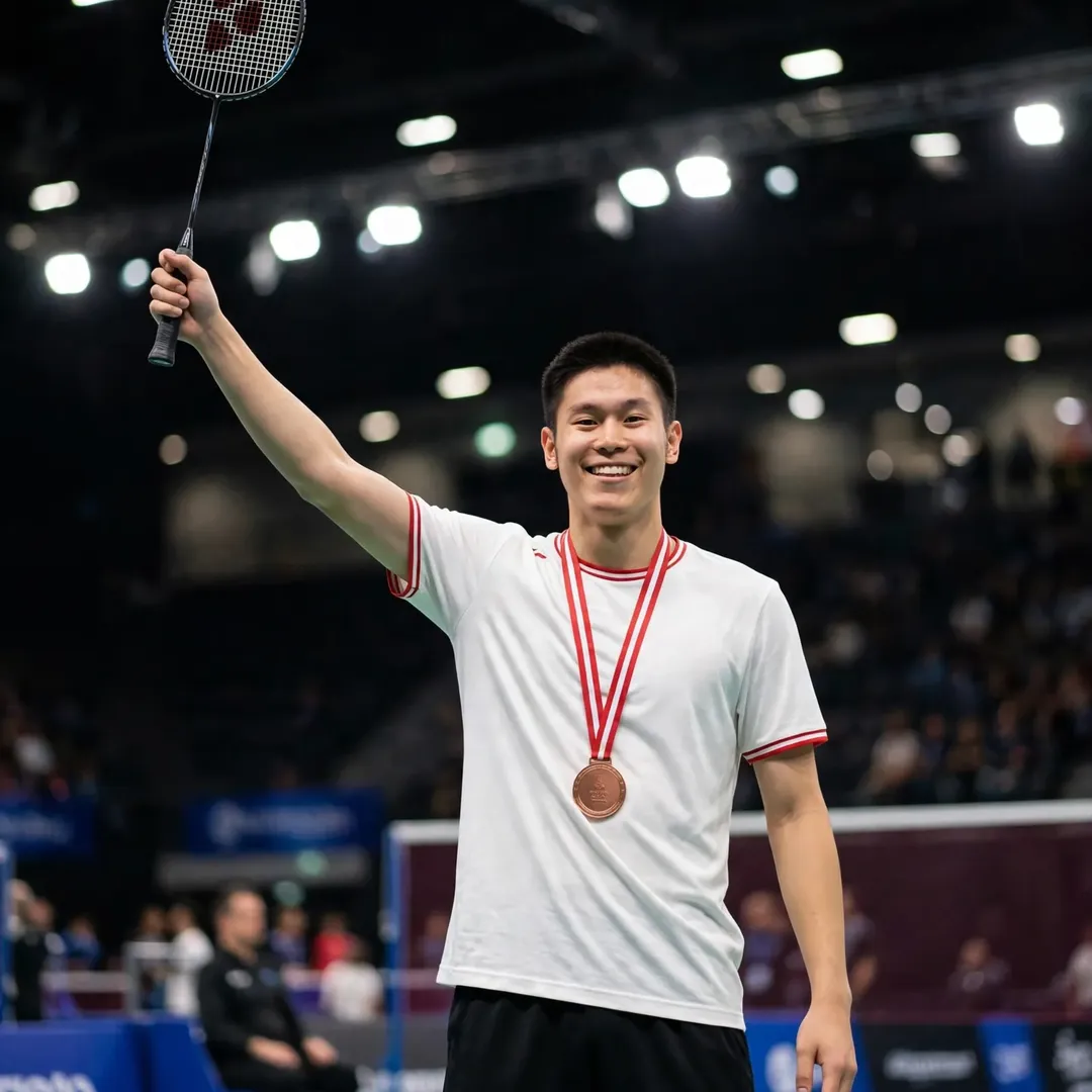 Aria Dinata Aria Dinata celebrating his bronze medal at the European Championships in Horsens 2025 (AI-generated)