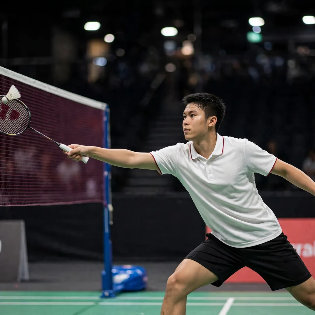 Aria Dinata Aria Dinata playing a tumbling net shot at the net (AI-generated)