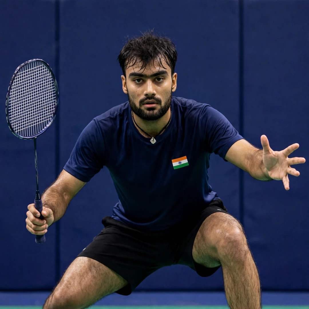 Bharat Raghav defending deep during his win over Lakshya Sen at the 2023 Senior National Championships (AI-generated) Bharat Raghav defending deep during his win over Lakshya Sen at the 2023 Senior National Championships (AI-generated)