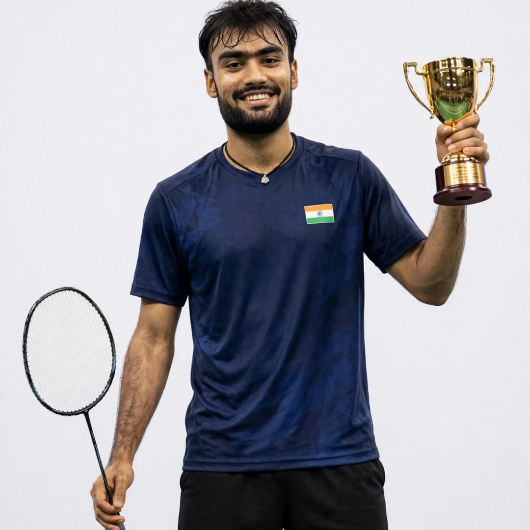 Bharat Raghav holding the trophy after winning the Under-19 title at the All India Junior Ranking Tournament in Goa (AI-generated) Bharat Raghav holding the trophy after winning the Under-19 title at the All India Junior Ranking Tournament in Goa (AI-generated)