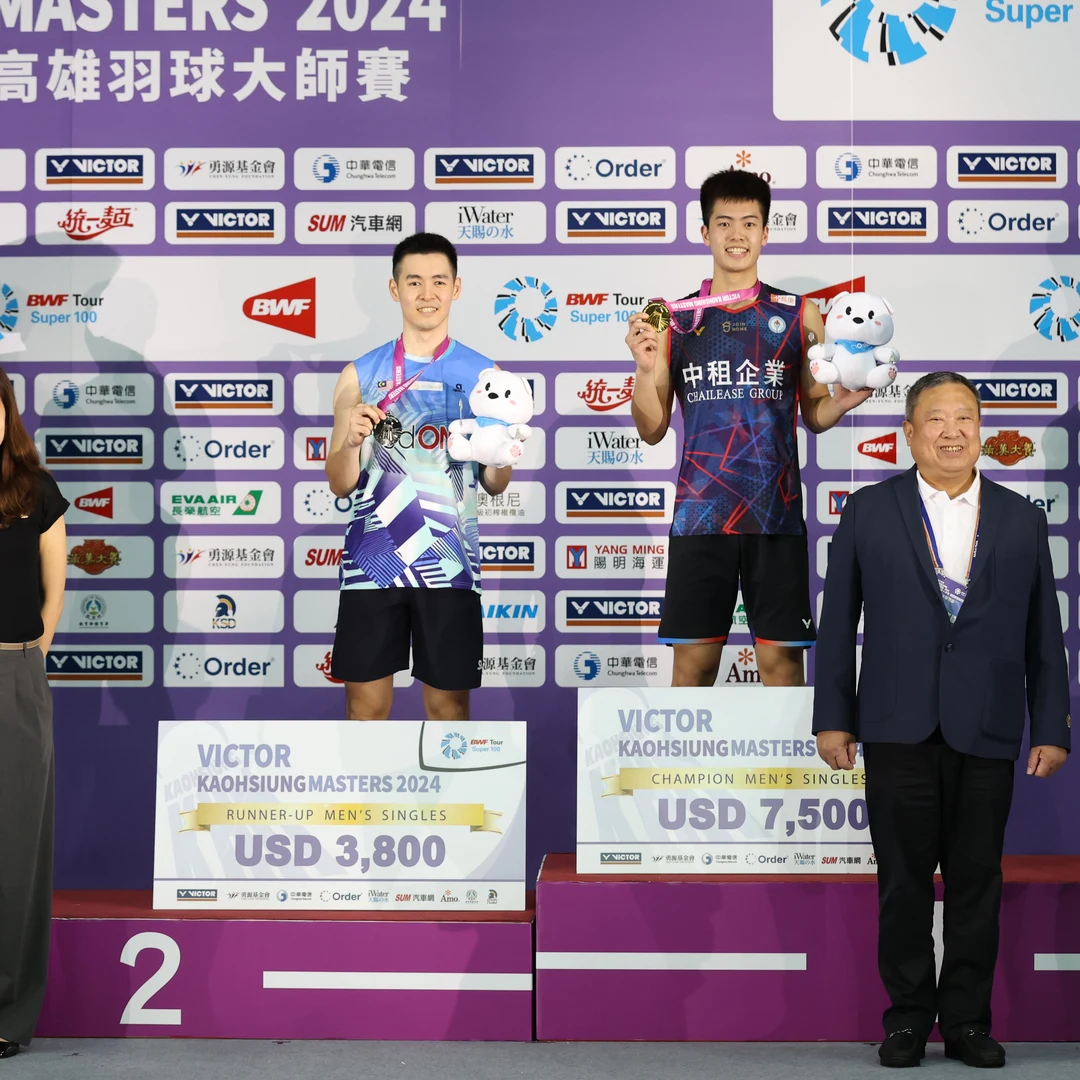 Cheam June Wei on the Kaohsiung Masters podium 2024 Cheam June Wei on the podium as runner-up at the 2024 Kaohsiung Masters beside champion Lee Chia-hao