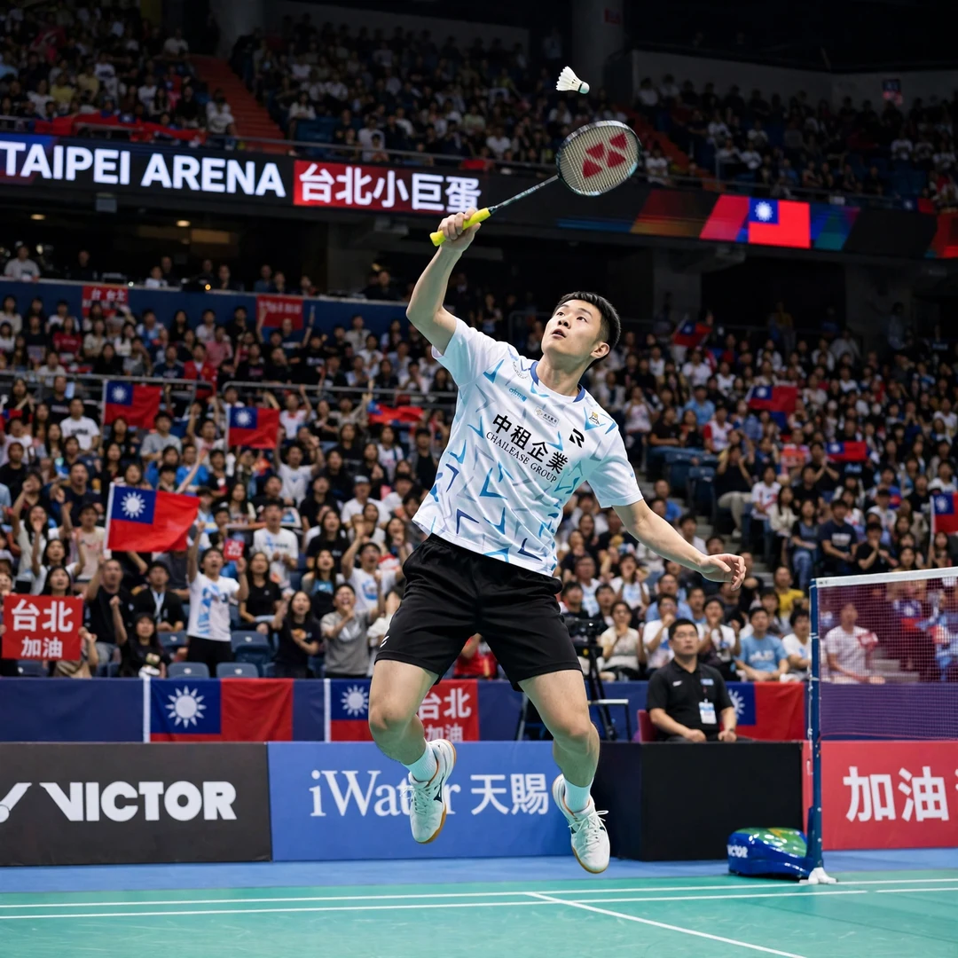 Chi Yu Jen Taipei Open 2024 home final Chi Yu Jen jump smash during the Taipei Open 2024 final at Taipei Arena (AI-generated)