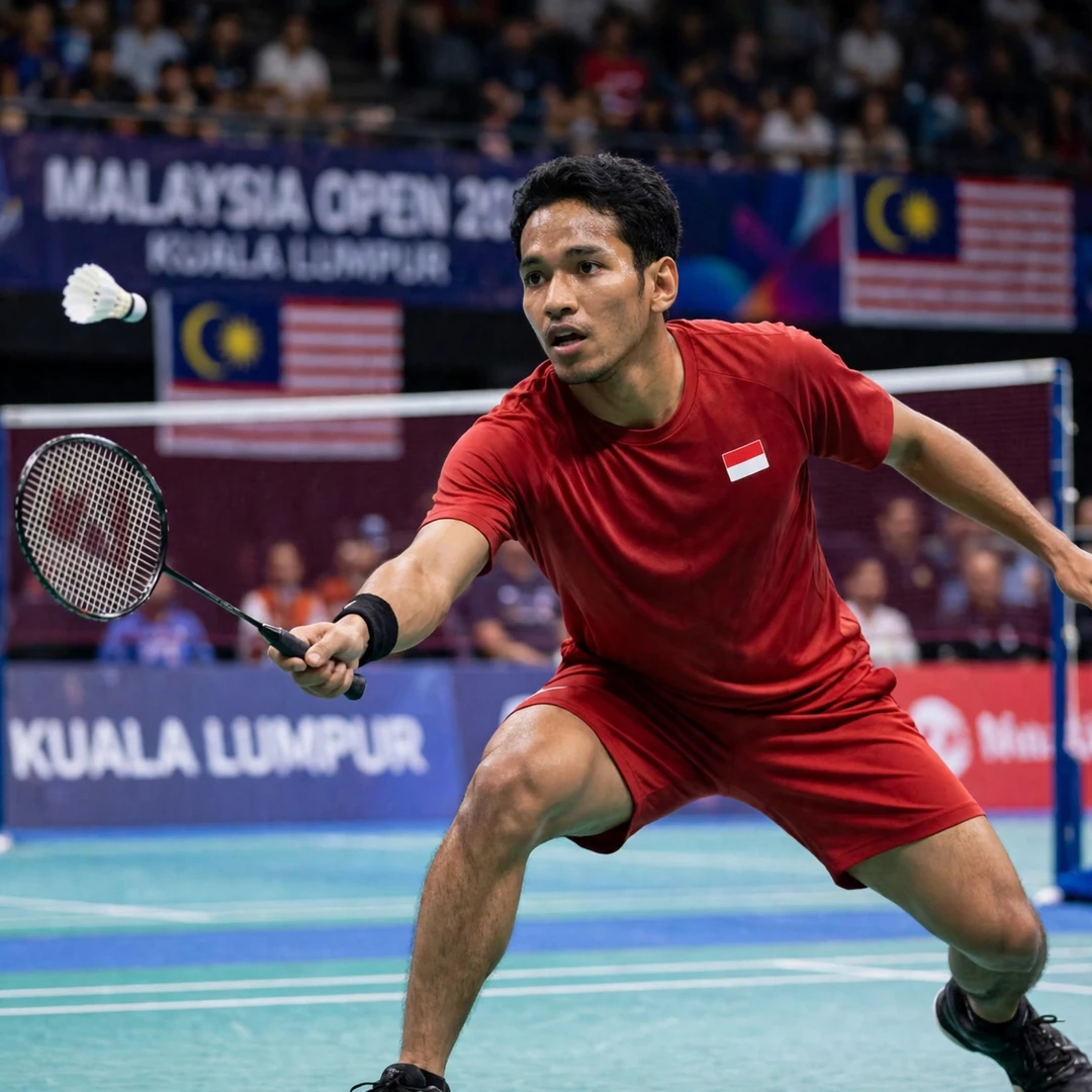 Chico Aura Dwi Wardoyo in action at the Malaysia Masters 2022 (AI-generated) Chico Aura Dwi Wardoyo in action at the Malaysia Masters 2022 (AI-generated)