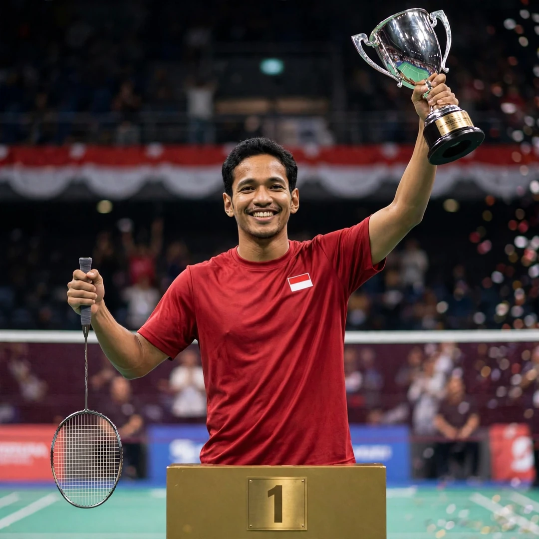 Chico Aura Dwi Wardoyo on the podium with the Malaysia Masters 2022 trophy (AI-generated) Chico Aura Dwi Wardoyo on the podium with the Malaysia Masters 2022 trophy (AI-generated)
