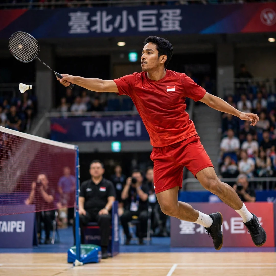 Chico Aura Dwi Wardoyo on his way to the 2023 Taipei Open title (AI-generated) Chico Aura Dwi Wardoyo on his way to the 2023 Taipei Open title (AI-generated)