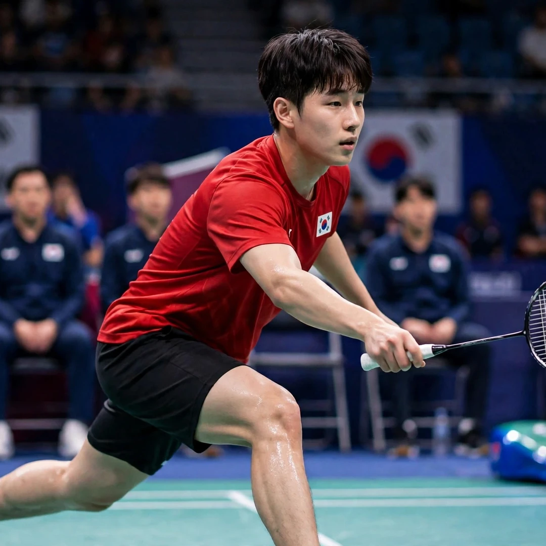 Cho Hyeon Woo in action at the Thomas Cup Finals (AI-generated) Cho Hyeon Woo in action at the Thomas Cup Finals (AI-generated)