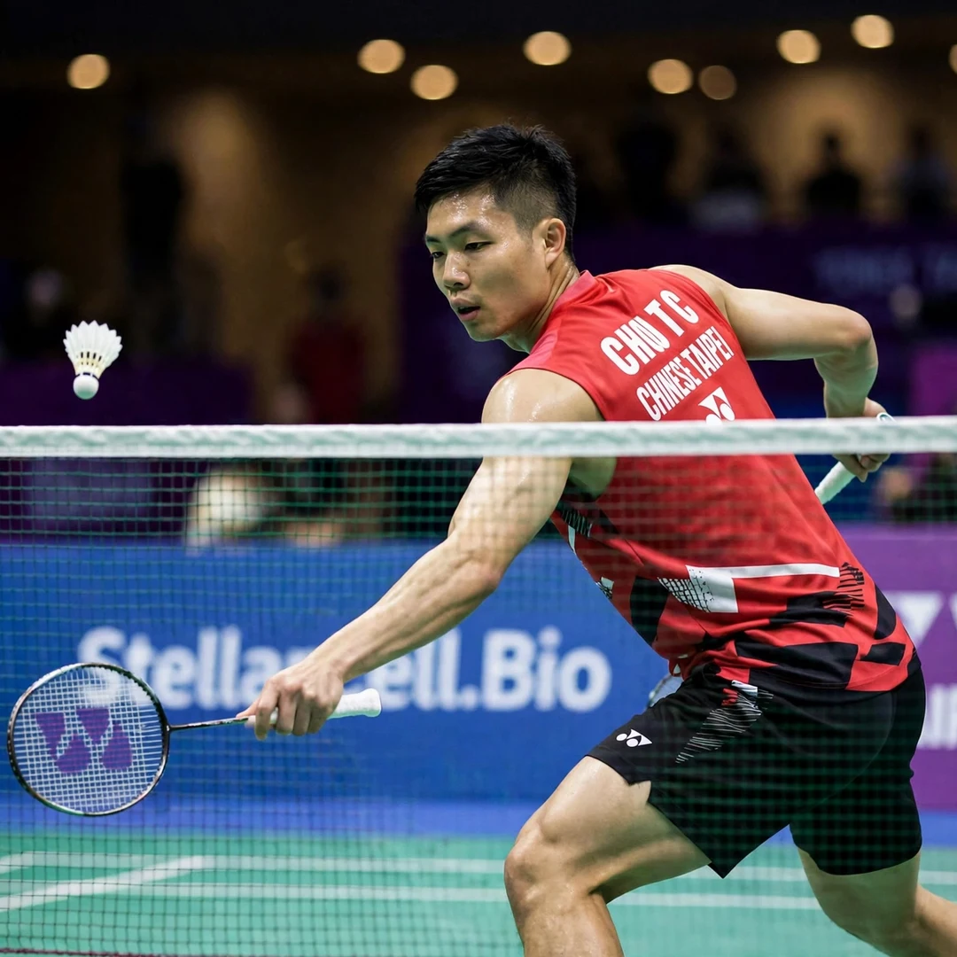 Chou Tien Chen showing exceptional court coverage during extended long rally Chou Tien Chen net play (AI-generated)