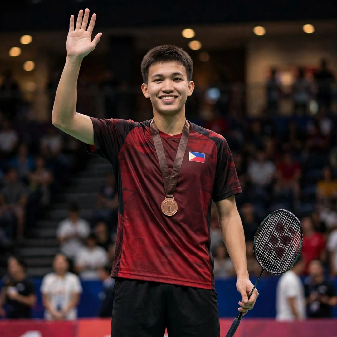 Clarence Villaflor on the podium with his bronze medal at the Azerbaijan International in Baku (AI-generated) Clarence Villaflor on the podium with his bronze medal at the Azerbaijan International in Baku (AI-generated)