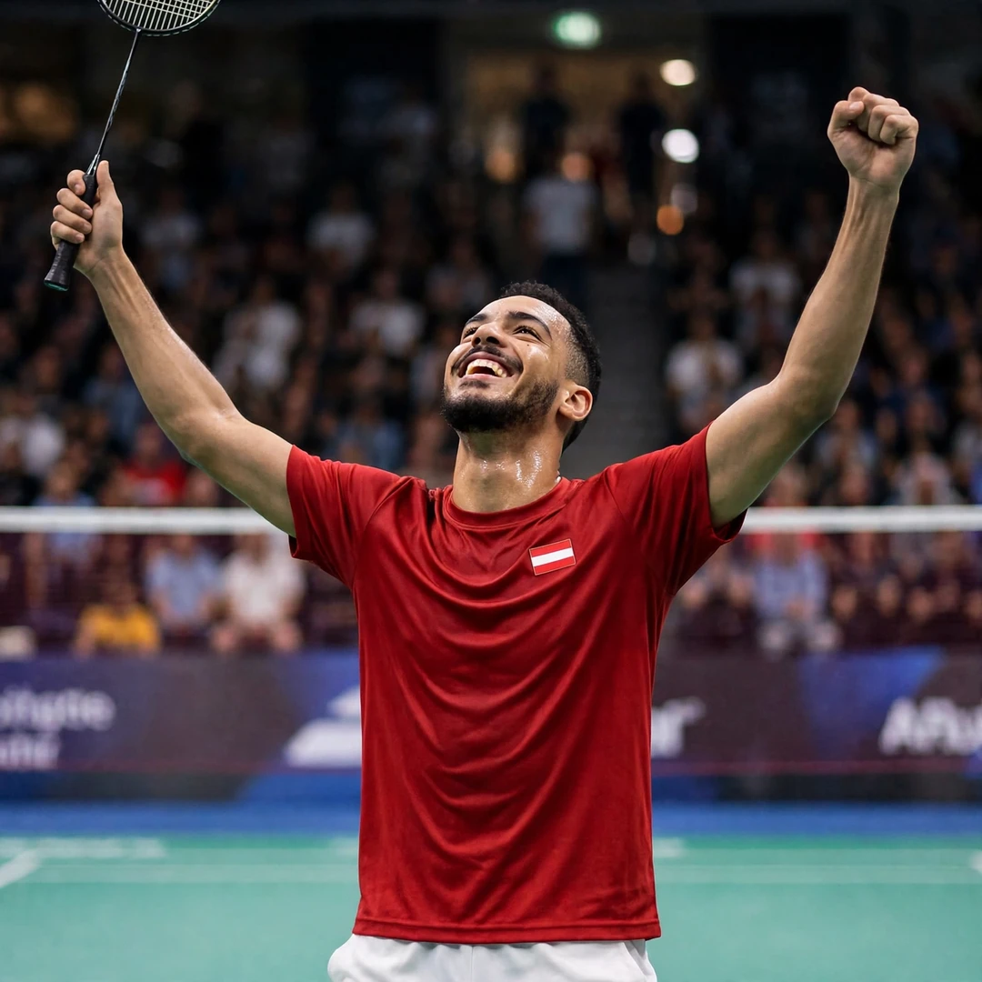 Collins Valentine Filimon celebrating a match win with a fist pump (AI-generated) Collins Valentine Filimon celebrating a match win with a fist pump (AI-generated)