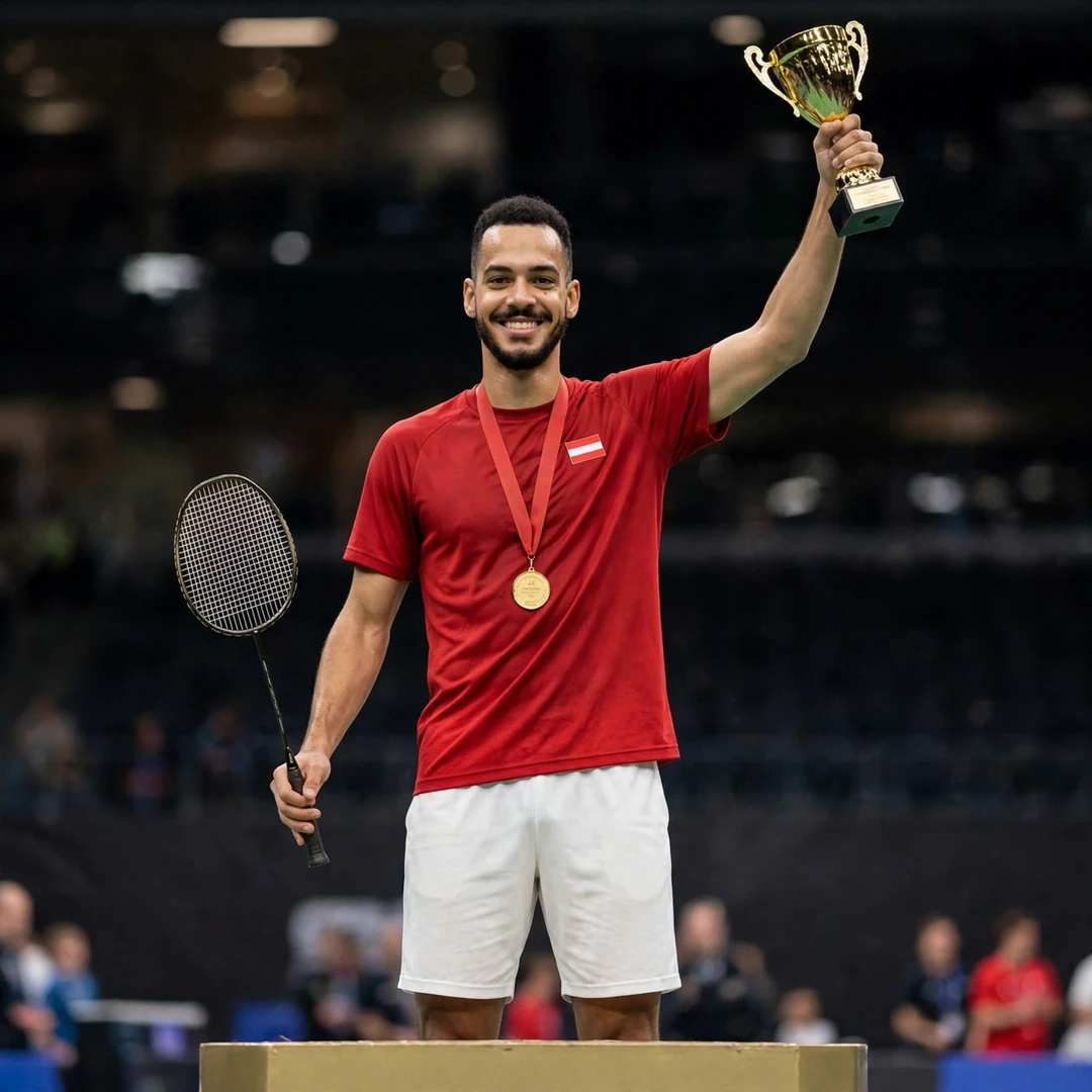 Collins Valentine Filimon on the podium with the Czech International trophy (AI-generated) Collins Valentine Filimon on the podium with the Czech International trophy (AI-generated)