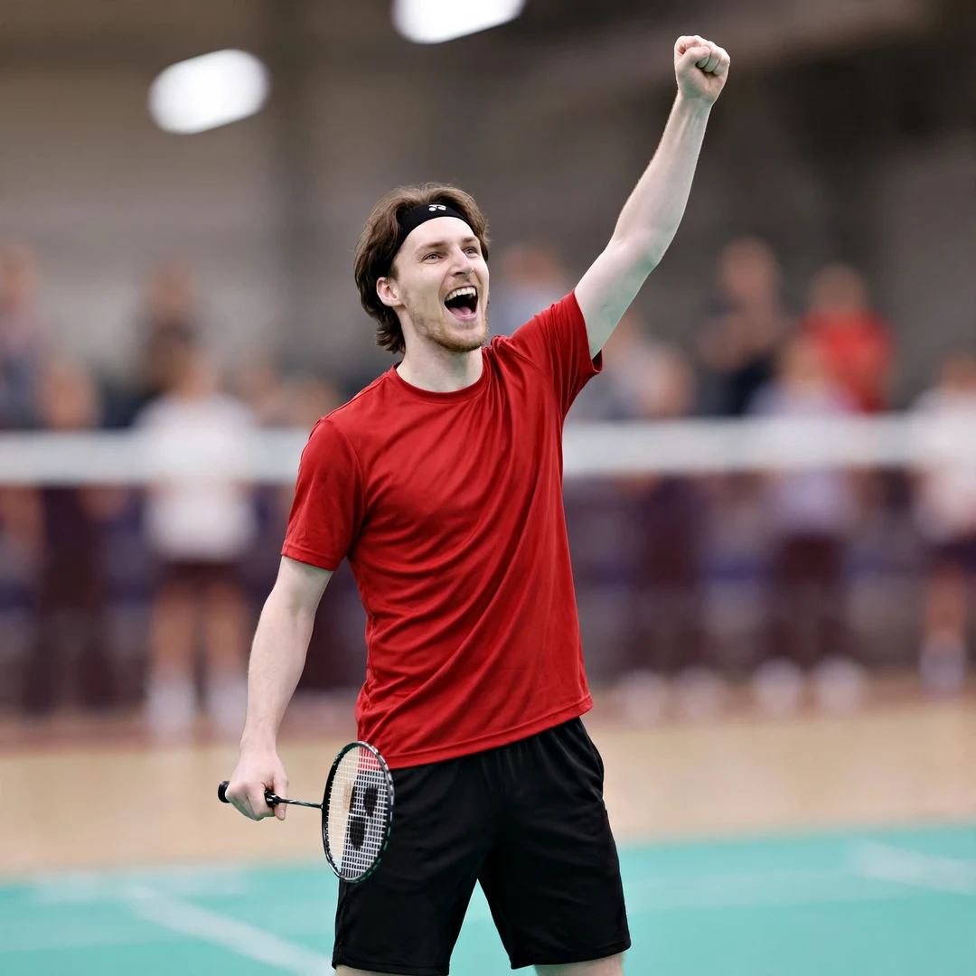 Daniil Dubovenko celebrating a point Daniil Dubovenko celebrating a point with a fist pump (AI-generated)
