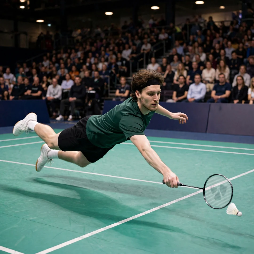Daniil Dubovenko Dutch Open final Daniil Dubovenko diving in defence during the Dutch Open final (AI-generated)