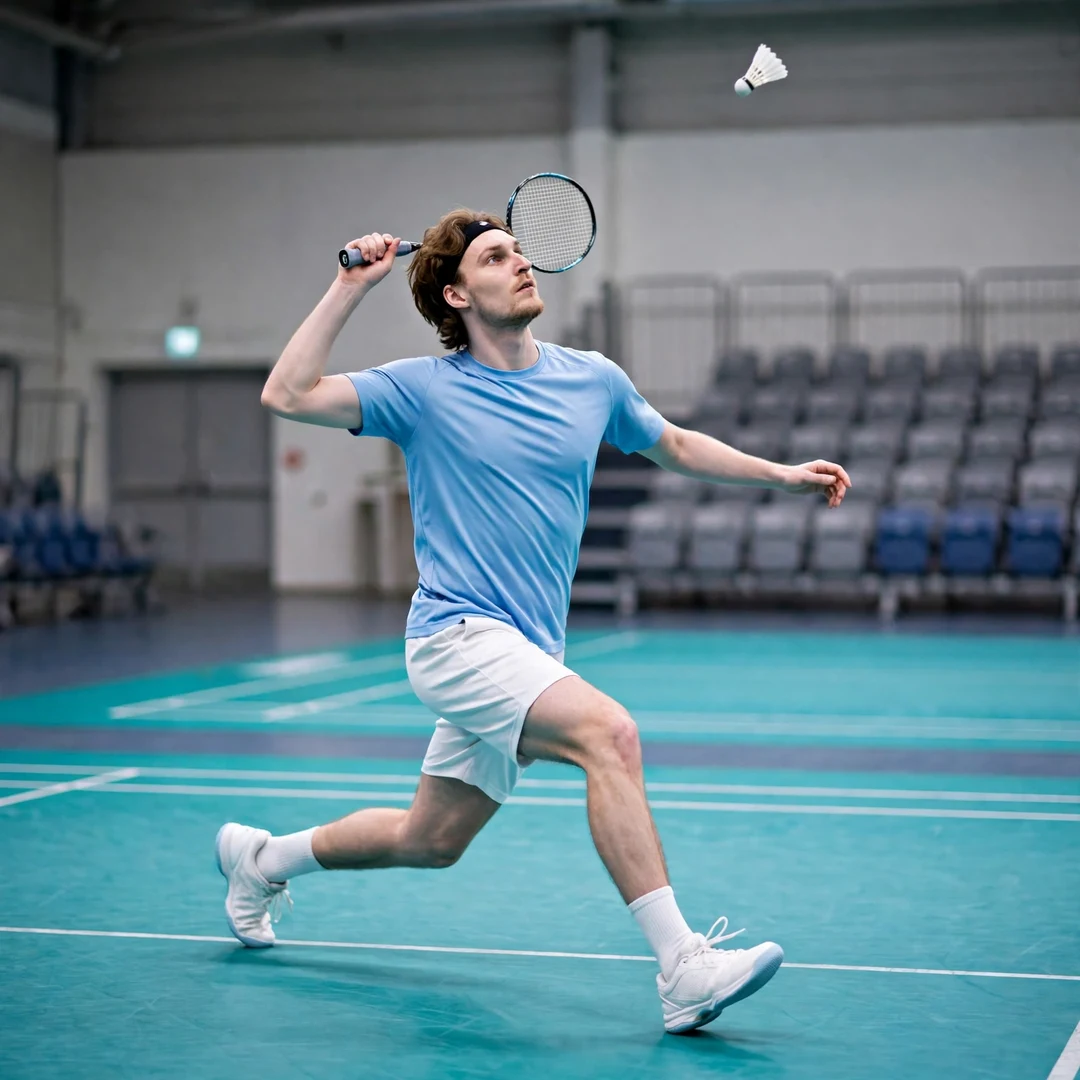 Daniil Dubovenko playing style Daniil Dubovenko winding up a rear-court counter-attacking smash (AI-generated)