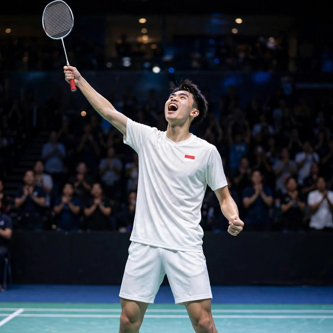 Dendi Triansyah celebrating a victory (AI-generated) Dendi Triansyah celebrating a victory (AI-generated)