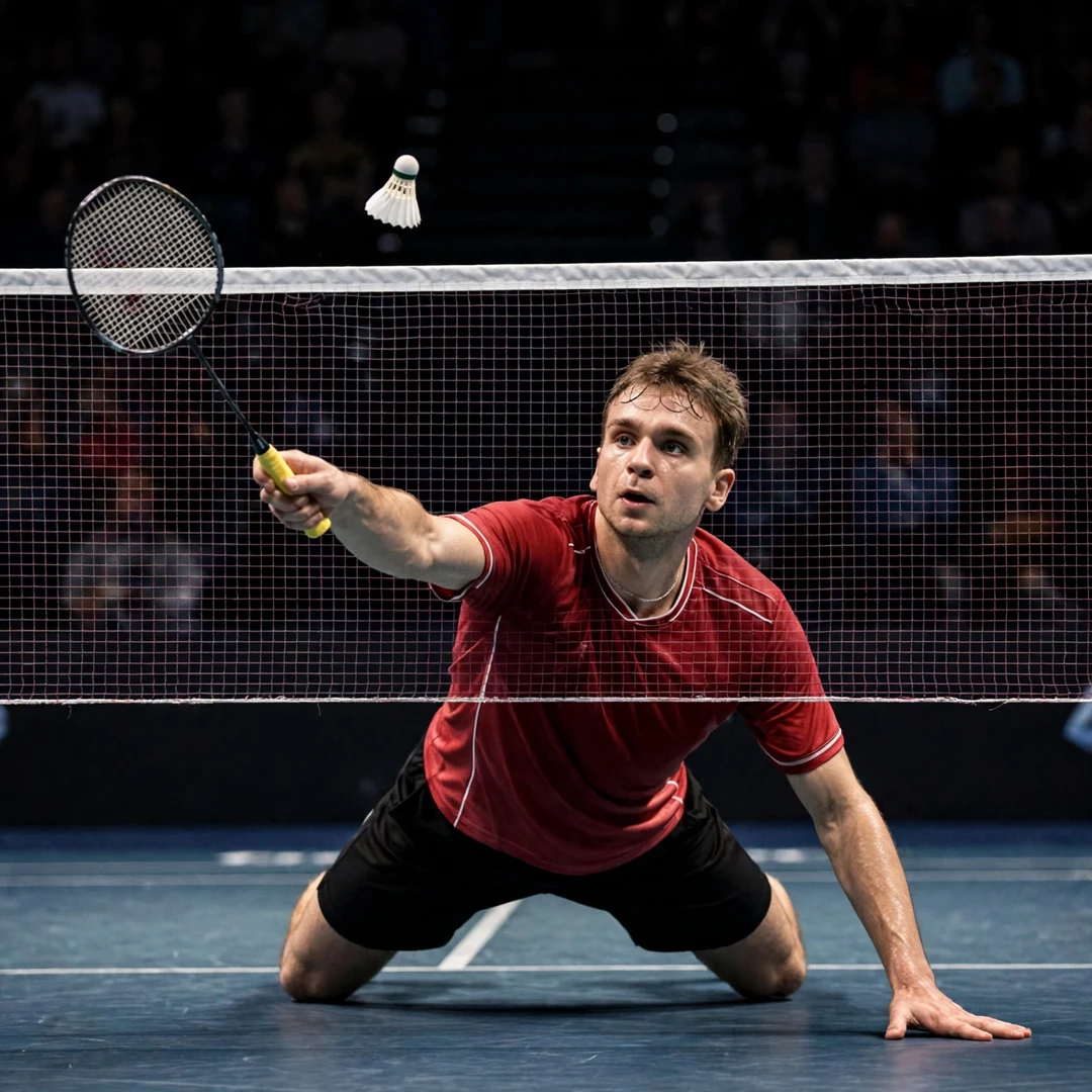 Dominik Kwinta playing a tumbling net shot (AI-generated) Dominik Kwinta playing a tumbling net shot (AI-generated)