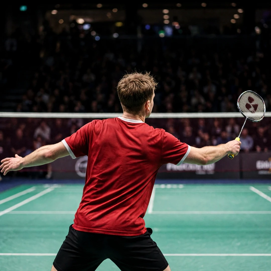 Dominik Kwinta playing a forehand drive, seen from behind (AI-generated) Dominik Kwinta playing a forehand drive, seen from behind (AI-generated)