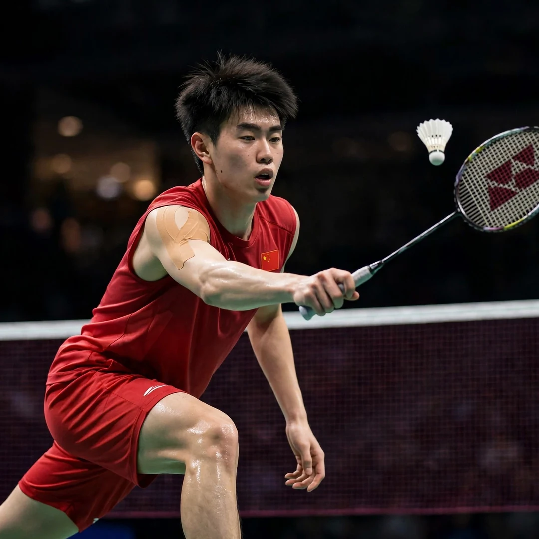 Dong Tian Yao net play Dong Tian Yao playing a delicate net shot at the tape (AI-generated)