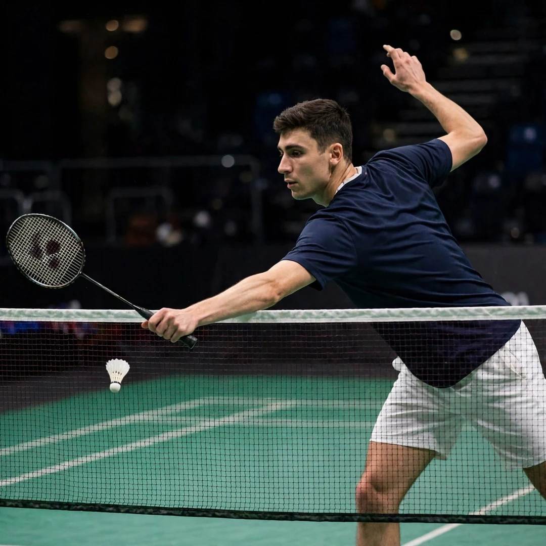 Enogat Roy playing a tumbling net shot with his left hand (AI-generated) Enogat Roy playing a tumbling net shot with his left hand (AI-generated)