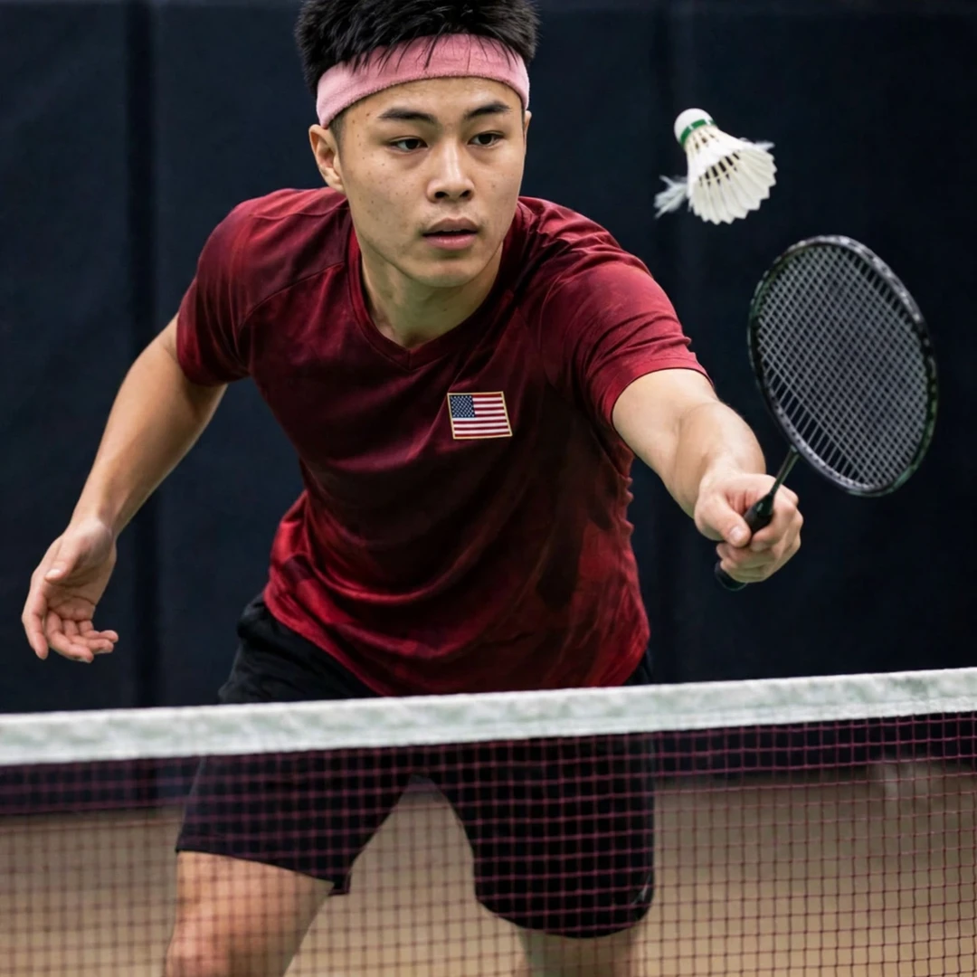 Garret Tan Garret Tan playing a tumbling net shot (AI-generated)