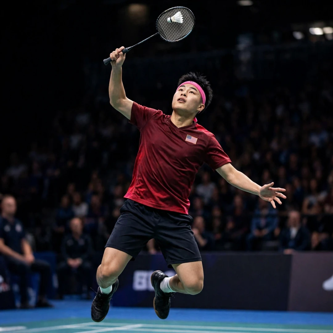 Garret Tan Garret Tan hitting a jump smash (AI-generated)