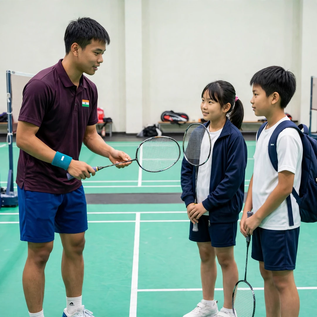 Ginpaul Sonna serving as a role model for developing junior players Ginpaul Sonna with junior players at training (AI-generated)