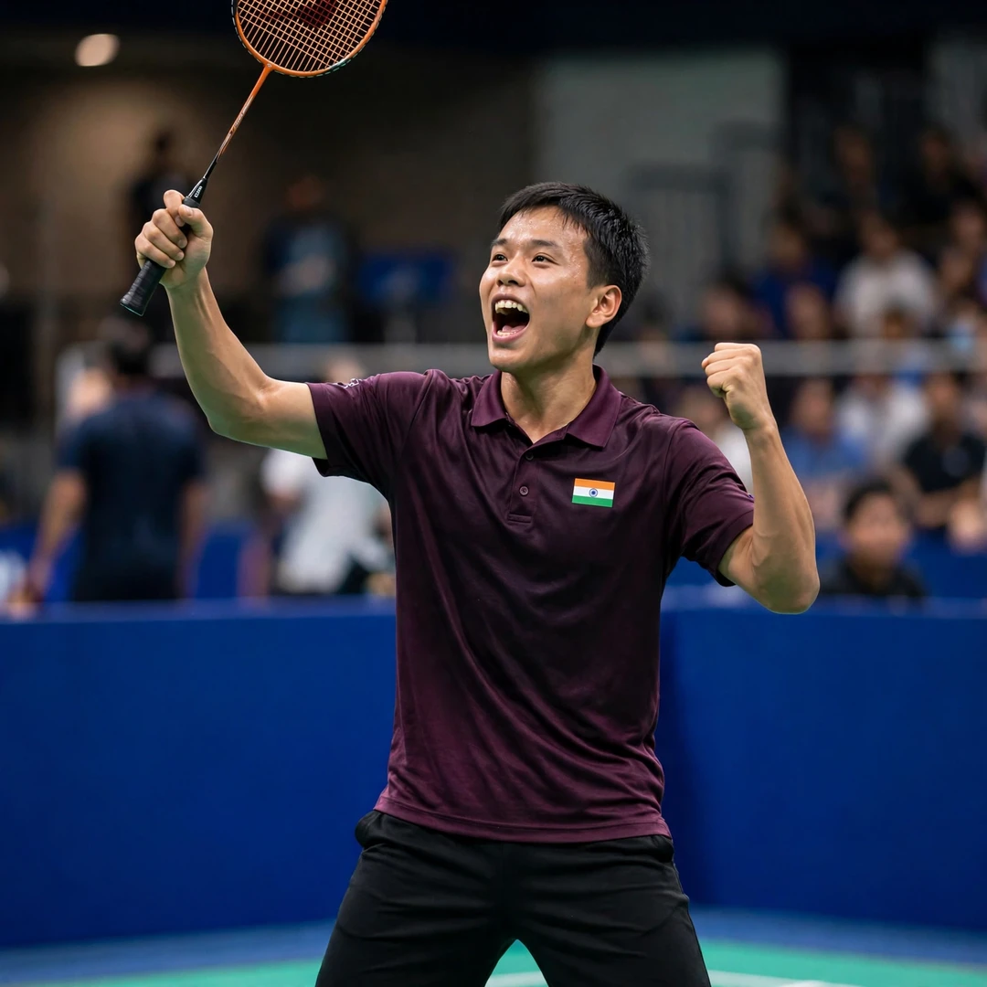 Ginpaul Sonna celebrating an International Challenge tournament victory Ginpaul Sonna celebrating match victory (AI-generated)