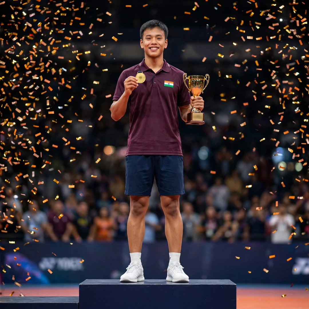 Ginpaul Sonna winning an International Challenge men's singles title Ginpaul Sonna on the podium with his gold medal (AI-generated)